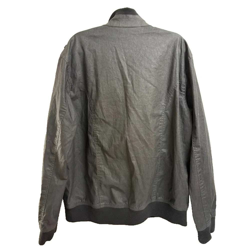 American Rag Mens XXL Black Linen Cotton Zip Front Jacket Utility Casual